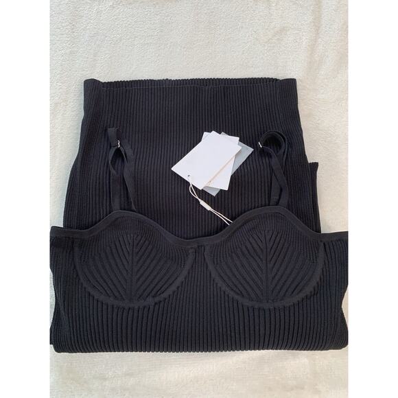 Helmut Lang Womens Dress Black Sleeveless Rib Knit Underwire Bodycon Medium Midi - Picture 2 of 10